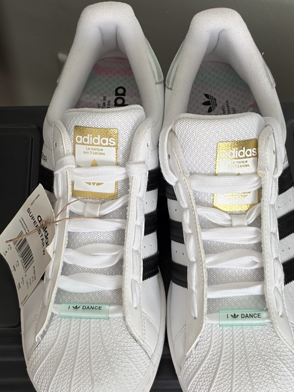 adidas White & Black Low-Top Sneakers with Gold Accents - Picture 5 of 6